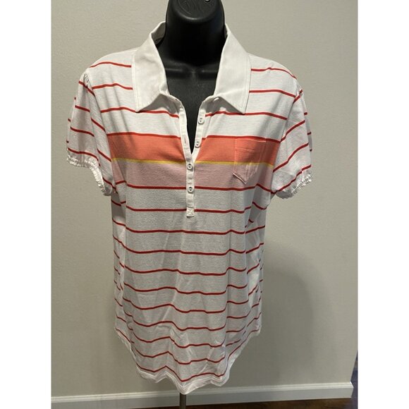 Faded Glory Womens Size XL 16/18 Polo Short Sleeve Striped - Picture 1 of 8